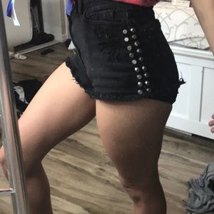 Urban outfitters black studded high wasted shorts